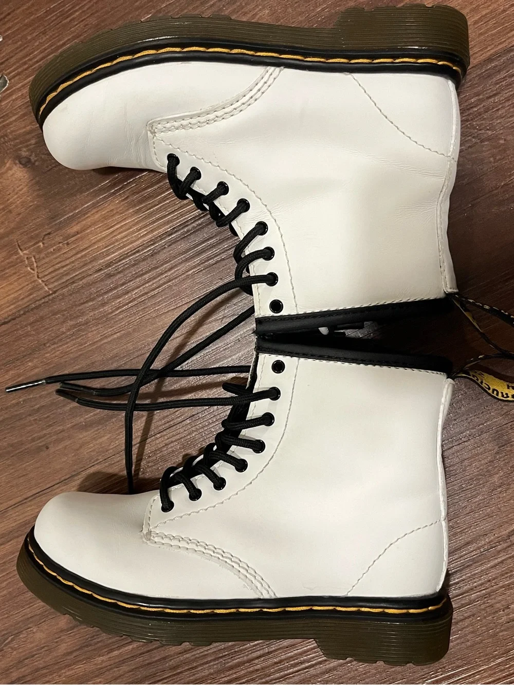 Dr. Martens 1460 T White Smooth Leather Lace Up/Zip Ankle Boots Toddler Size 10